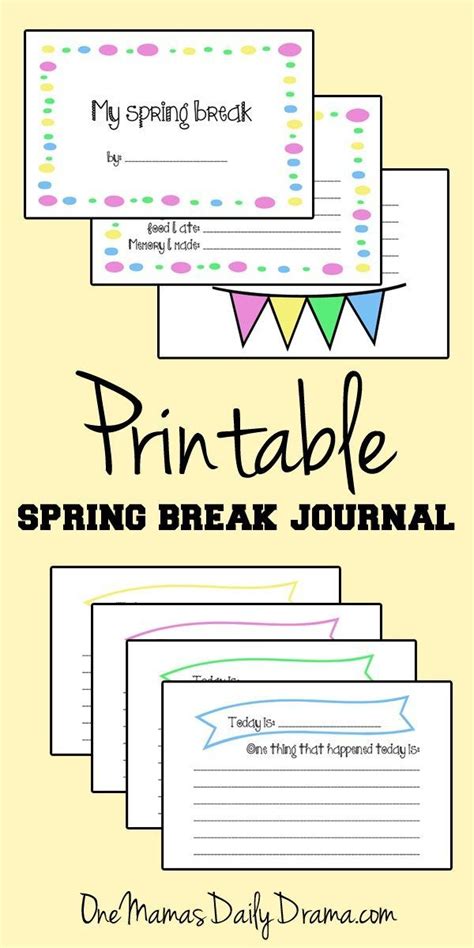Spring Break Journal Free Printable