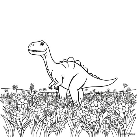 Spring Dinosaur Coloring Pages