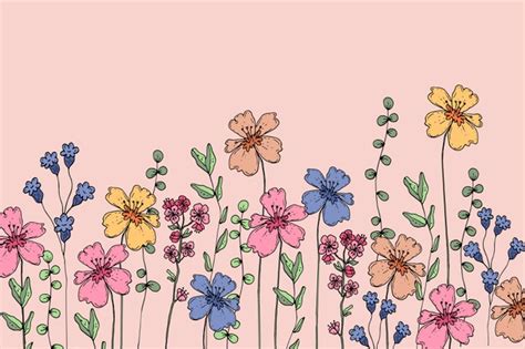 Spring Flower Drawing Background