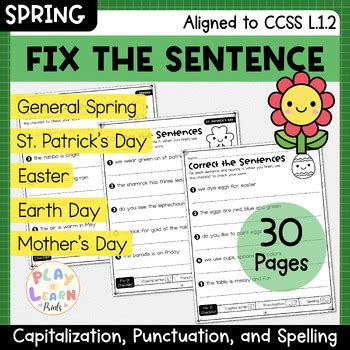 Spring Printables Correct The Sentences