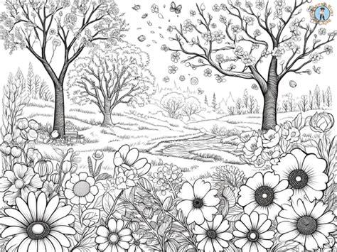 Spring Scenery Coloring Pages