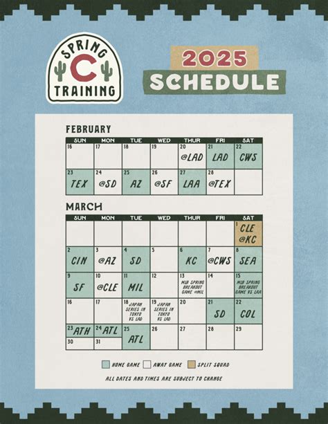 Spring Training 2025 Schedule Printable Pdf
