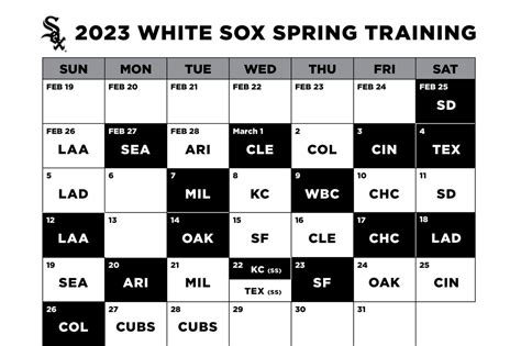 spring training schedule white sox