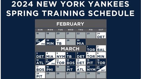 spring training schedule yankees