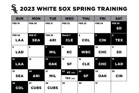 spring training white sox schedule
