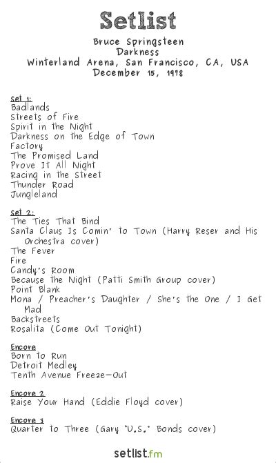 Springsteen Setlist Stats