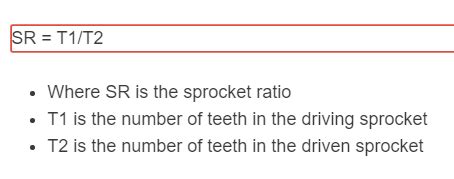 Sprocket Ratio Formula