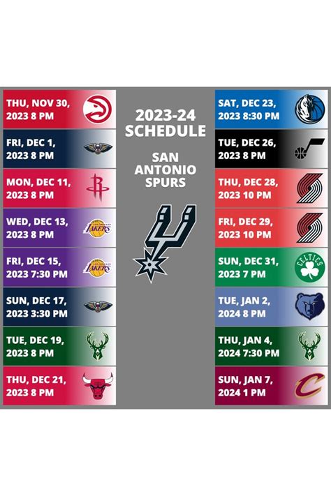 spurs schedule for 2023