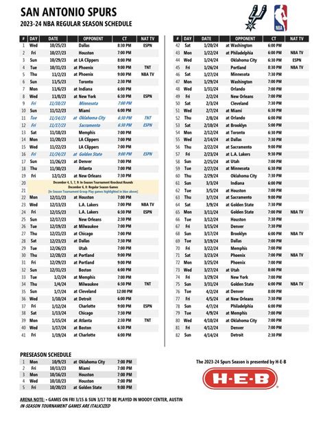 spurs tv schedule 2023