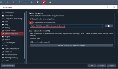 Spyder Check Conda Environment