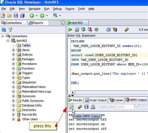 Sql Developer Print Message