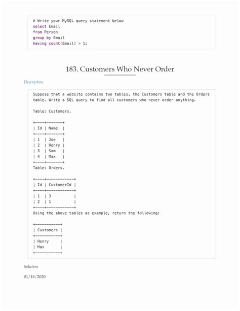 sql problem solving questions with answers