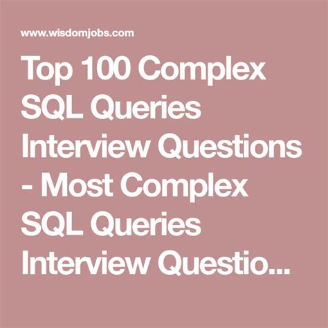 sql query interview questions complex