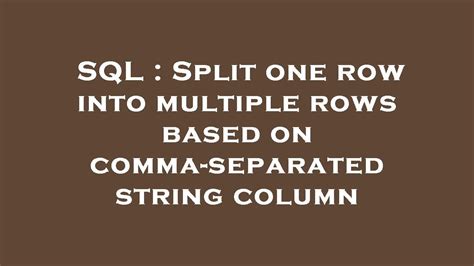 Sql Split String Into Rows Without Function