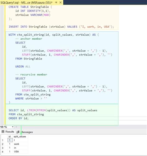 Sql Split String Into Two Rows