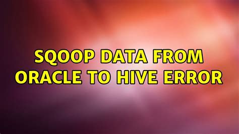 Sqoop Hive Data To Oracle