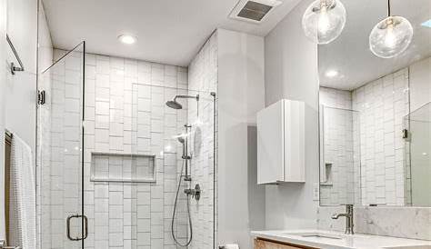 Square tiles instead of subway to save White subway tile bathroom
