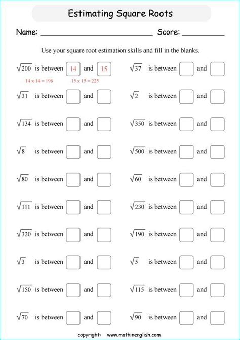 square and cube roots worksheet tes