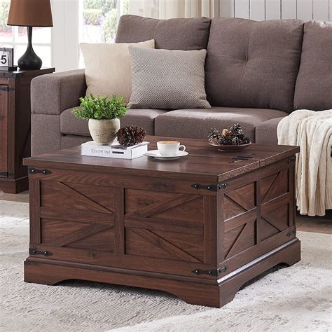Square Coffee Table With Storage Brown