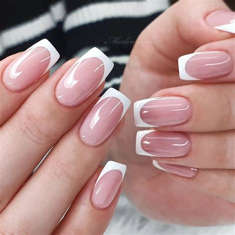 Short square French tip nails Short french tip nails, French acrylic
