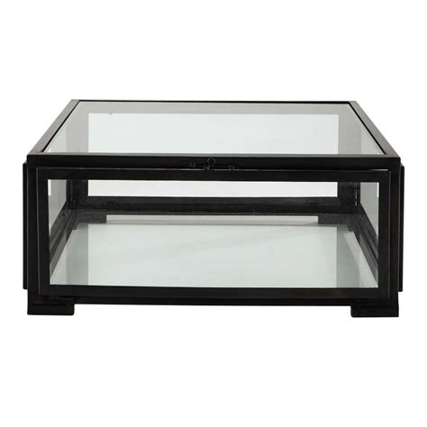 Square Glass Coffee Table Black