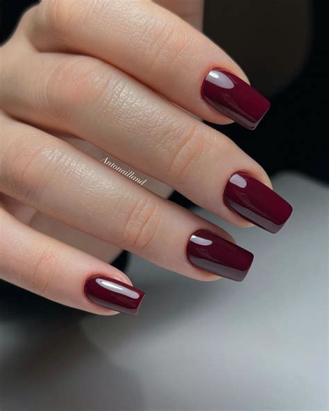 Square Nail Ideas Medium Length Red