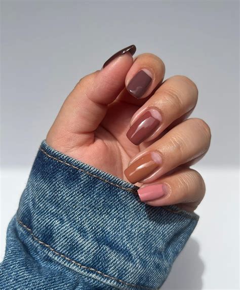Square Nails Brown Hands