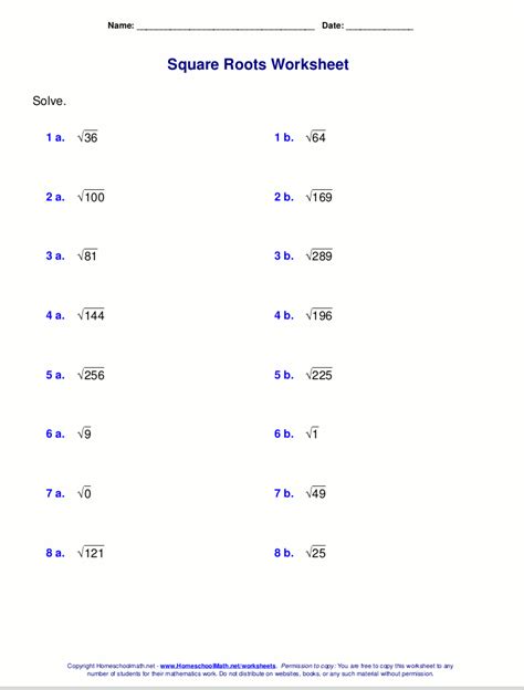 square root math problems with answers