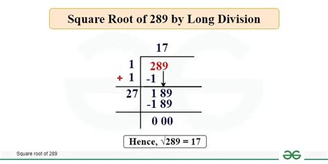 Square Root Of 289 By Division Method