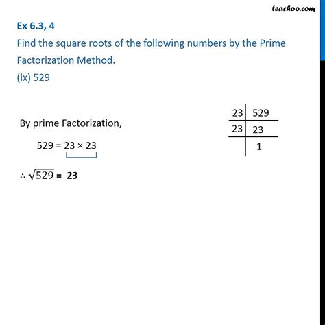 Square Root Of 529 By Prime Factorisation Method