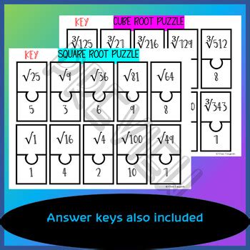 Square Root Puzzle Printable