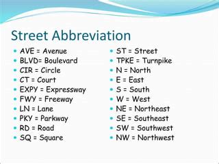 Square Street Abbreviation