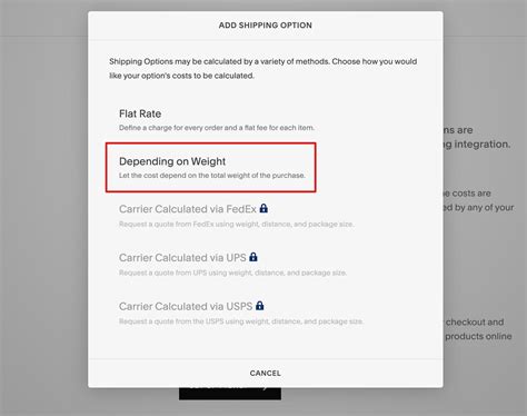Squarespace Shipping By Weight
