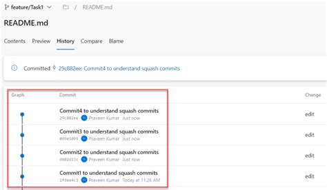 Squash Commits Azure