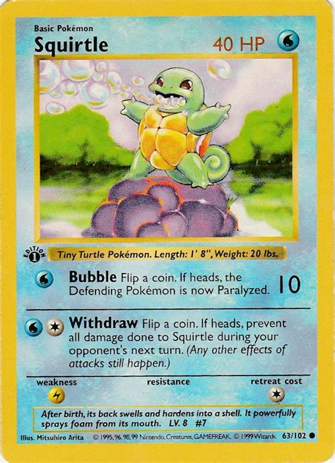 squirtle evolution trading card first edition