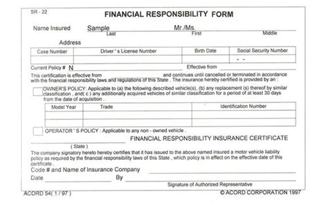 sr22 form for dmv