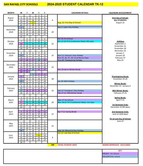 Srcs Calendar 2024-25