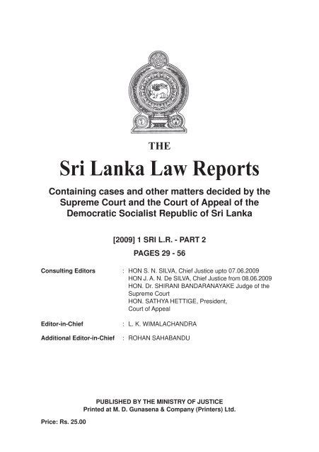 sri lankan law reports