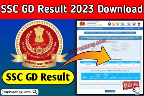 ssc gd result 2023 link online