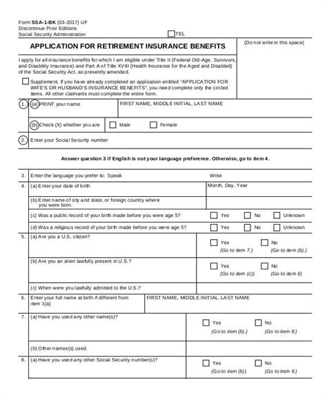 Ssi Retirement Application Printable