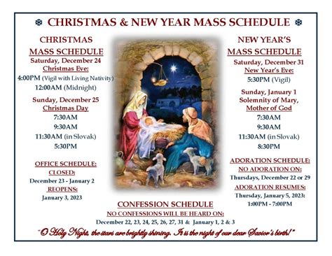 Christmas Mass Schedule SS. Cyril and Methodius Parish