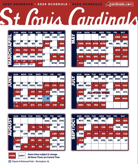 St. Louis Cardinals Calendar 2024 With Schedule 2024