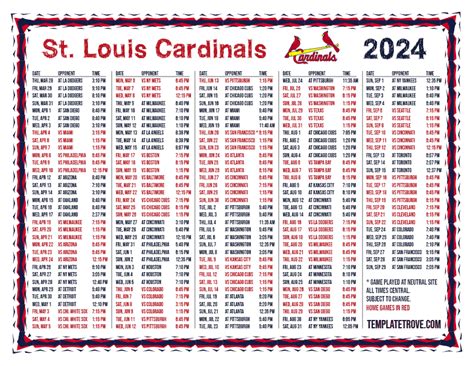 st louis cardinals mlb schedule 2024