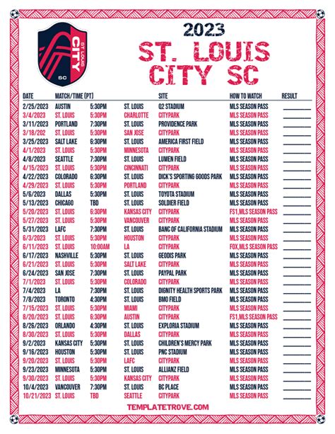 st louis soccer club schedule