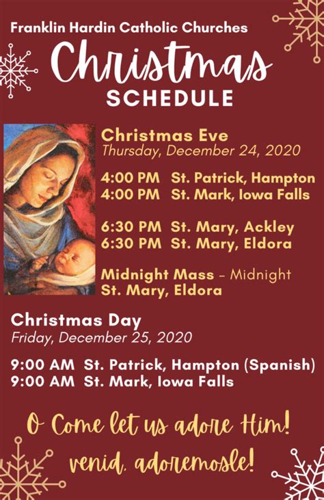 st mary's christmas mass schedule