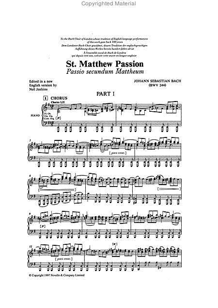 st matthew passion sheet music