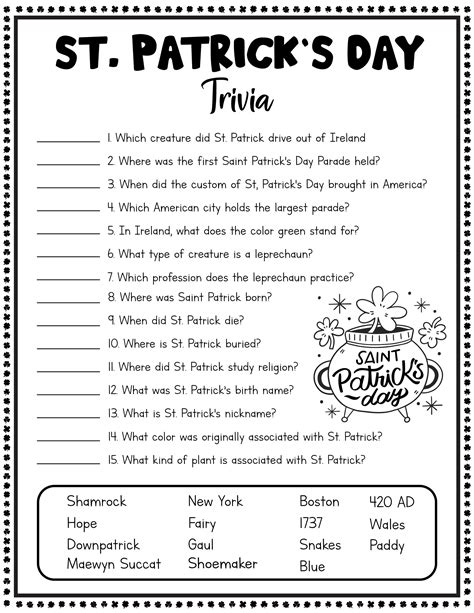 st patrick s day worksheet printable template