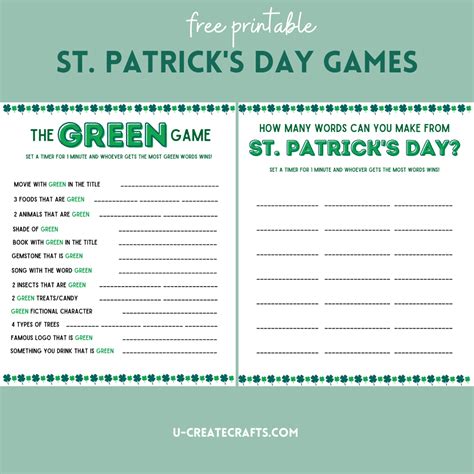 St Patricks Day Games Printable