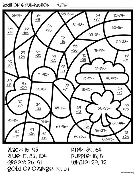 St Patricks Day Math Coloring Page
