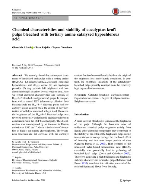 Stability Of Hypochlorous Acid